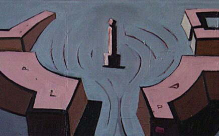 VIEW OF THE CITY,  triptych (central part)  oil on canvas, 46x110 cm.  2003