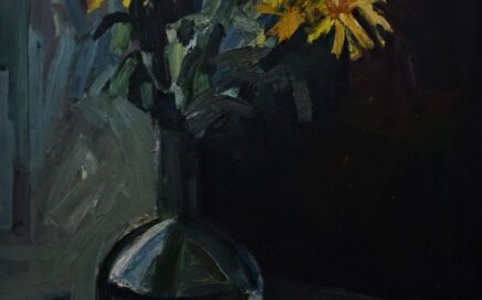 BOUQUET IN A FLASK   oil on fiberboard,  61x45,7 cm. 1999