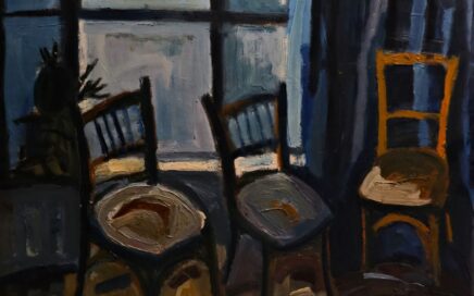 THREE CHAIRS   oil on fiberboard, 60,5x69cm.  1997