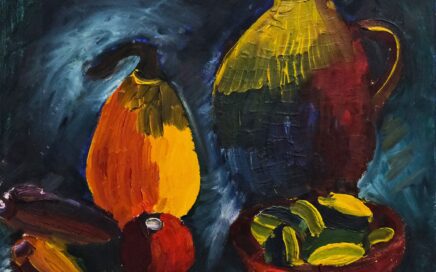 STILL LIFE WITH PUMPKIN   oil on fiberboard, 47x47cm. 1993 
