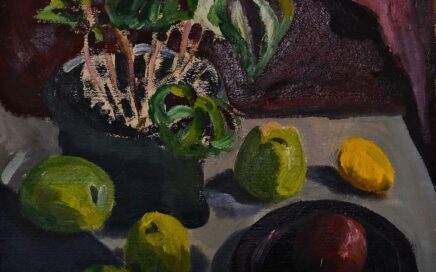 STILL LIFE WITH POMEGRANATE   oil on cardboard, 53,5x44cm. 1995