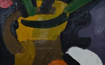 BOUQUET WITH ORANGE   oil on cardboard, 54x36cm. 1995