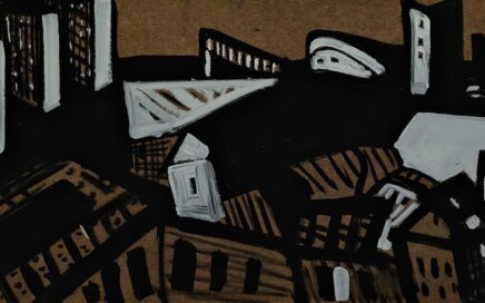 VIEW OF THE CITY   oil on fiberboard, 52,5x104cm.  2001