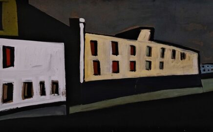 FACTORY STREET   oil on fiberboard, 52,5x102,5cm.  2001