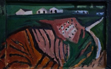 VIEW OF THE FARM FROM OPEN PIT   oil on canvas, 35x50 cm.  2009