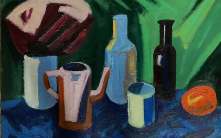 STILL LIFE WITH BOTTLES   oil on canvas, 100x120 cm.  2007