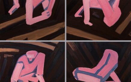 PINK FIGURES ON EARTH   oil on canvas, polyptych,  2023